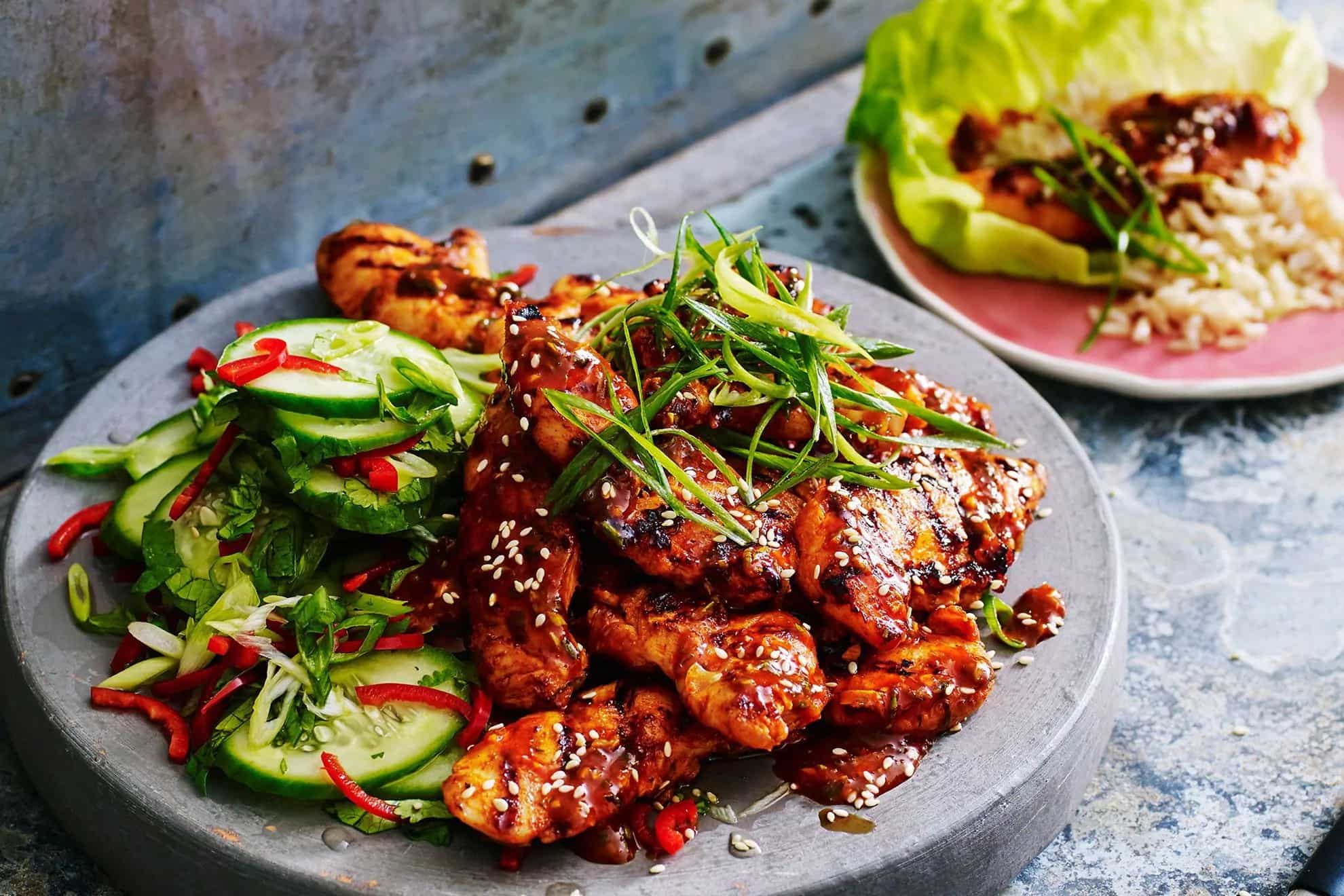 How to make Spicy Korean Chicken With Cucumber Salad Recipe