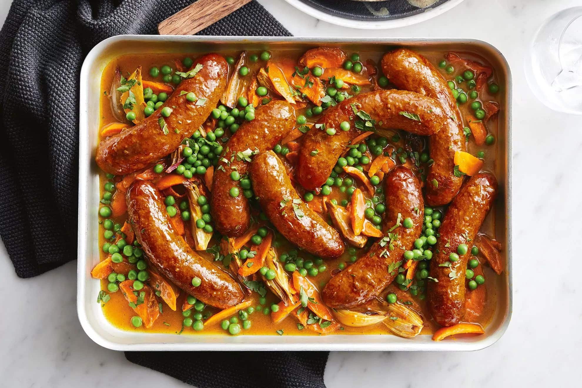 How to make Curried Sausages Tray Bake Recipe