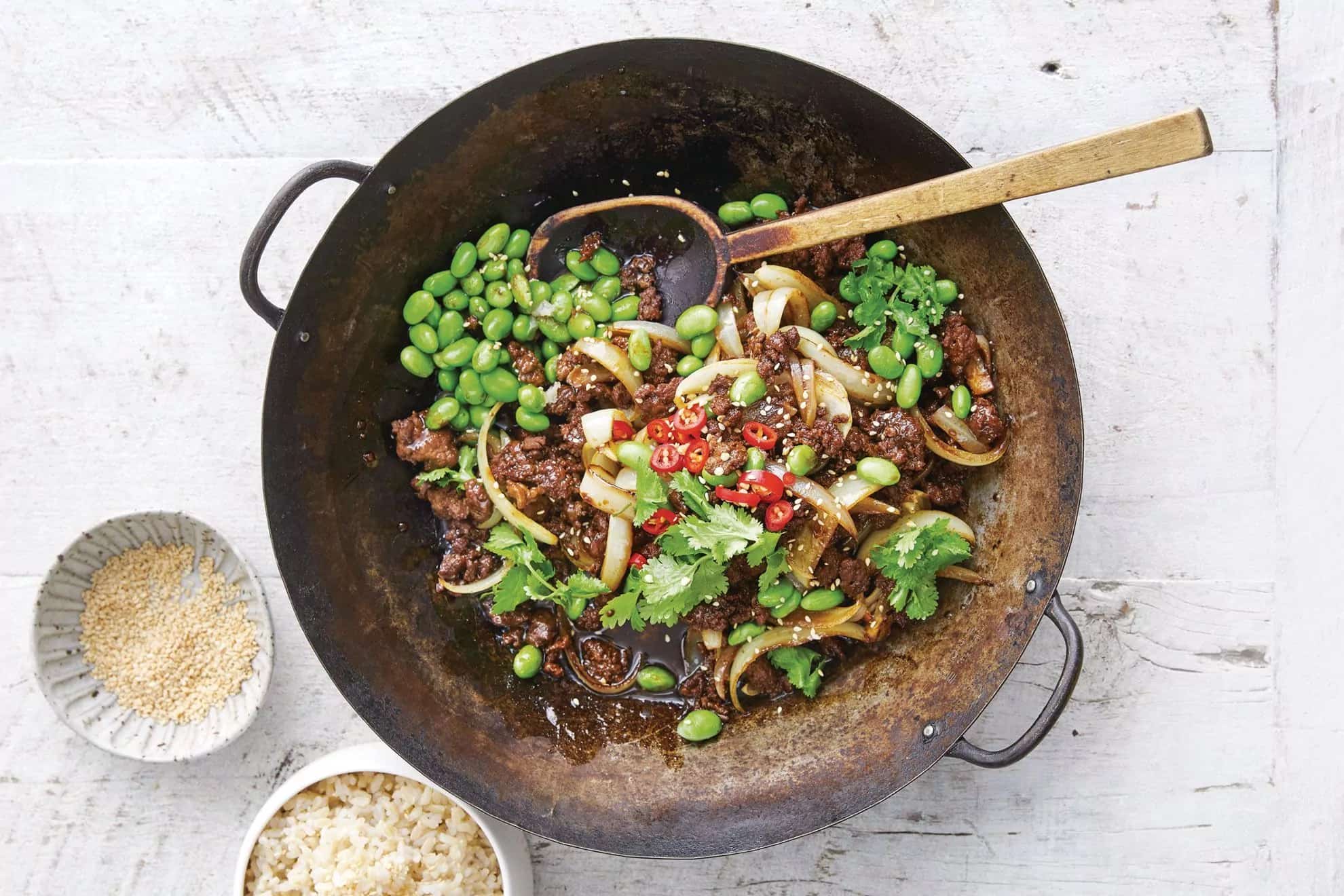 How to make Sweet Sticky Beef With Edamame Recipe