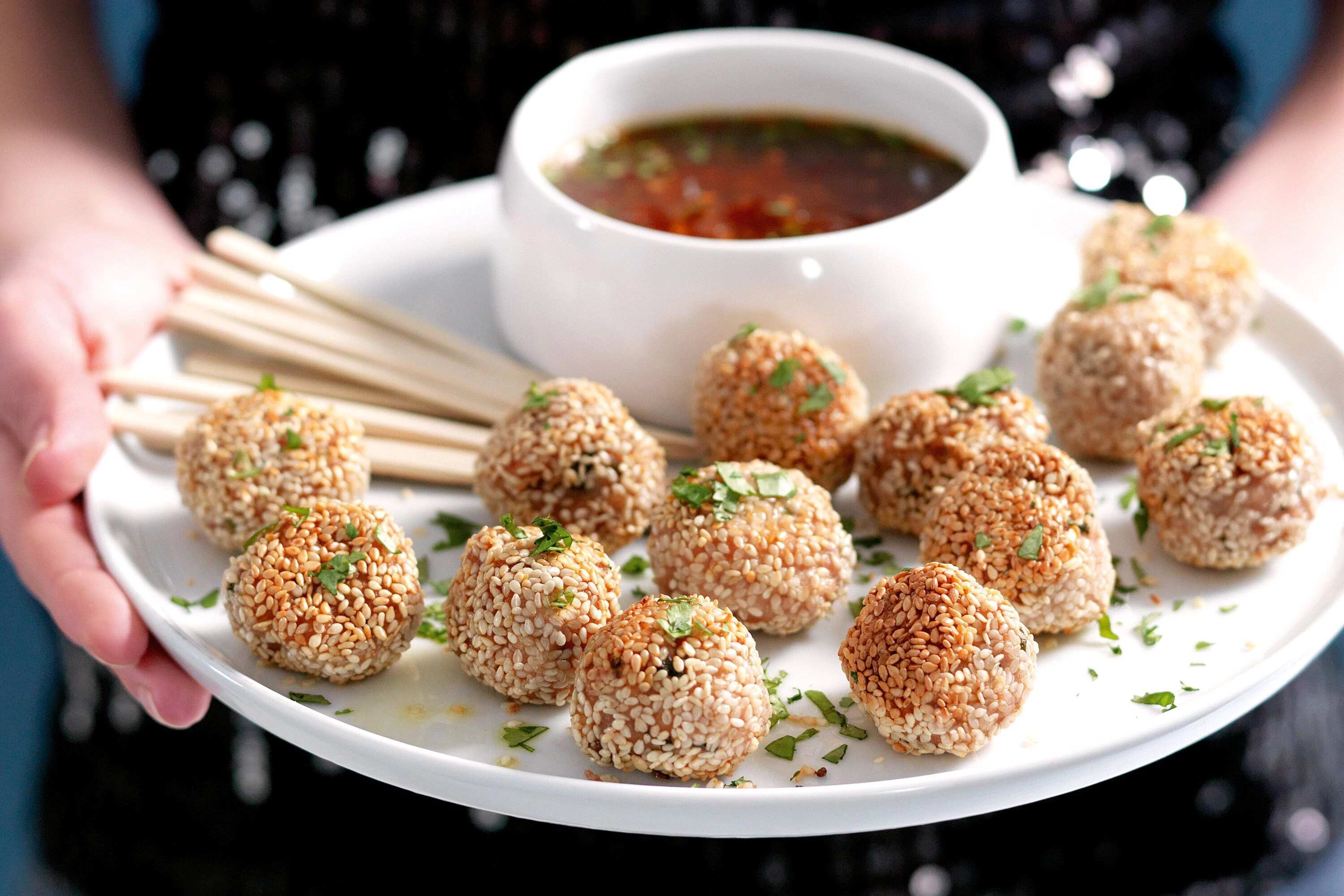 How to make Thai Chicken Meatballs With Chilli Lime Dipping Sauce Recipe