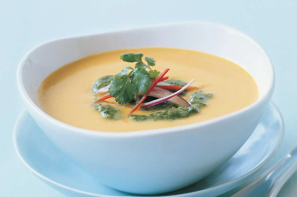 Thai-Style Pumpkin Soup With Coriander Pesto