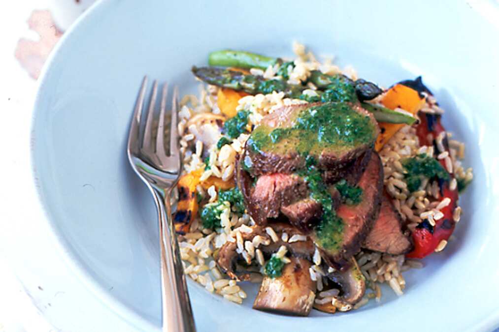Warm Lamb & Rice Salad With Basil Dressing