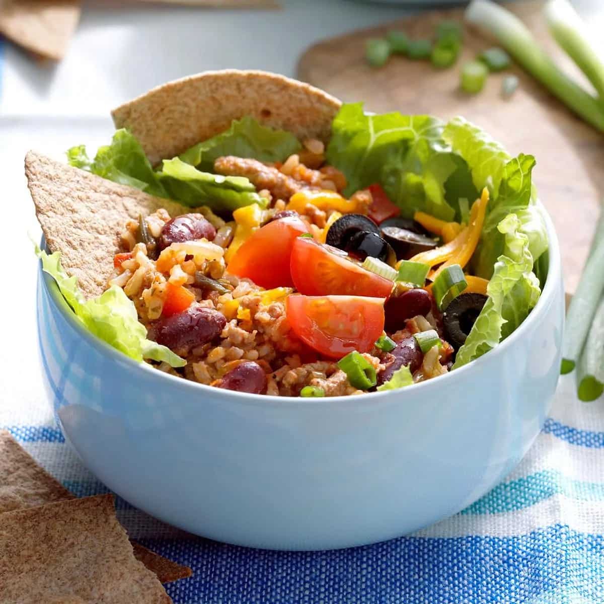 How to make Turkey Salsa Bowls With Tortilla Wedges Recipe