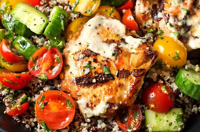 How to make Tahini Marinated Chicken Buddha Bowl Recipe