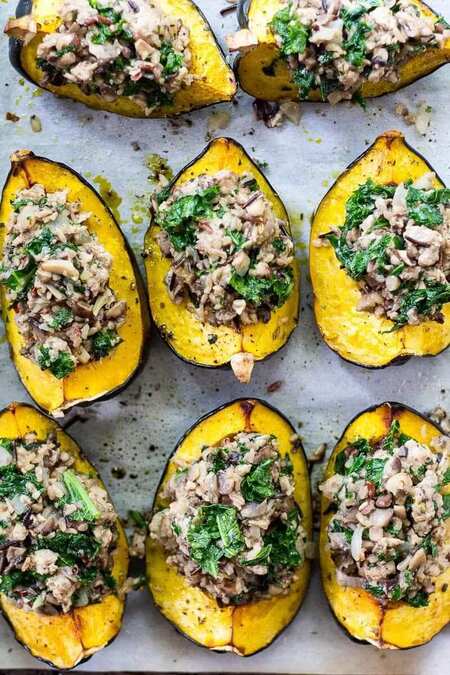 Sausage & Mushroom Stuffed Acorn Squash