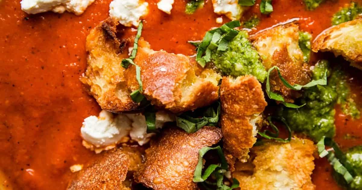 How to make Roasted Red Pepper And Tomato Soup With Goat Cheese Recipe