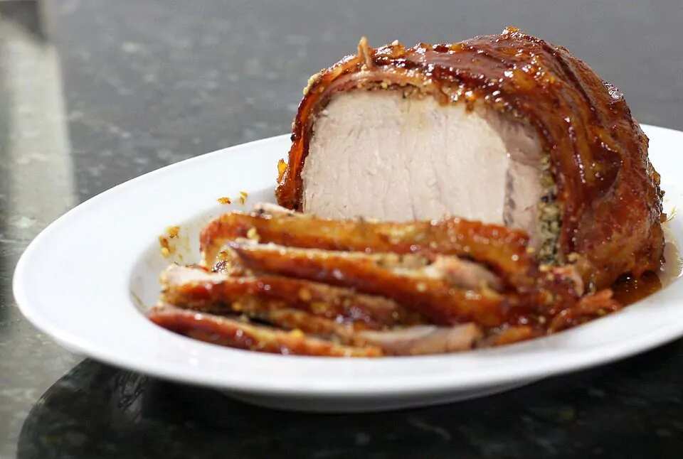 How to make Bacon Wrapped Pork Loin With Marmalade Brown Sugar Glaze Recipe