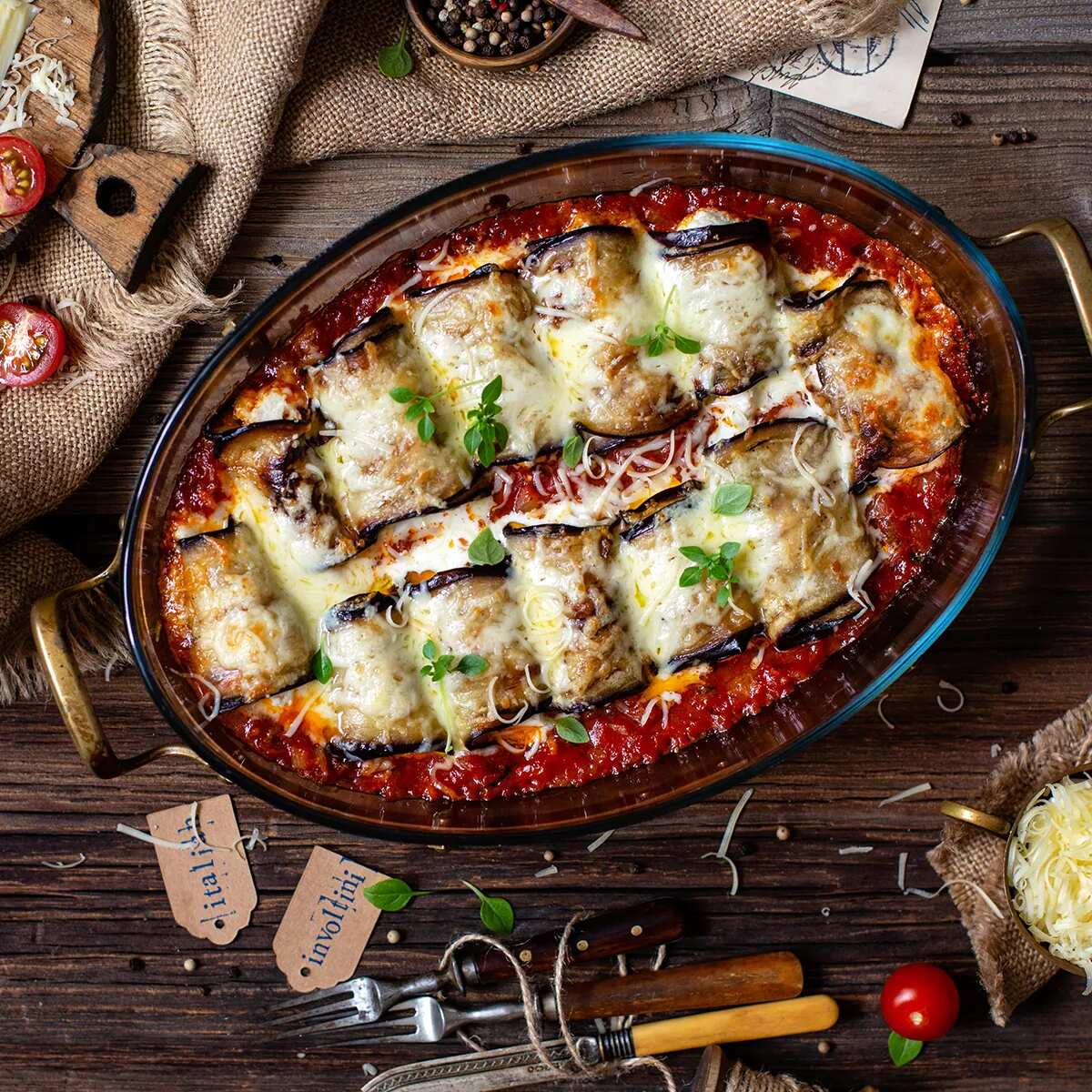 How to make Roasted Eggplant Parmigiana In Tomato Basil Sauce Recipe