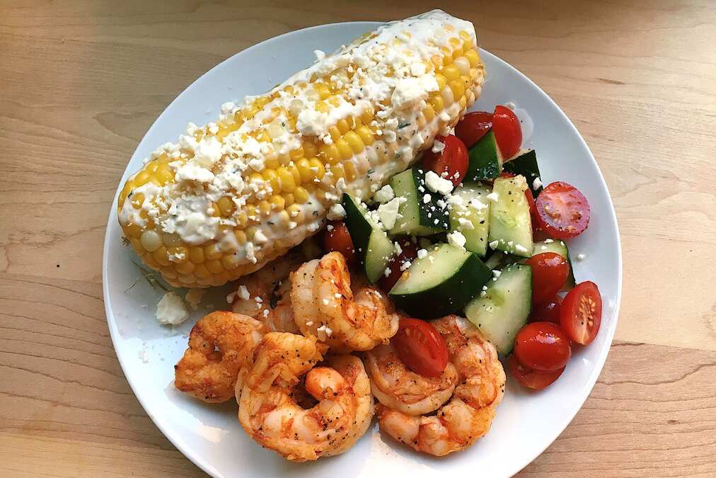 Spicy Grilled Shrimp With Mediterranean Street Corn