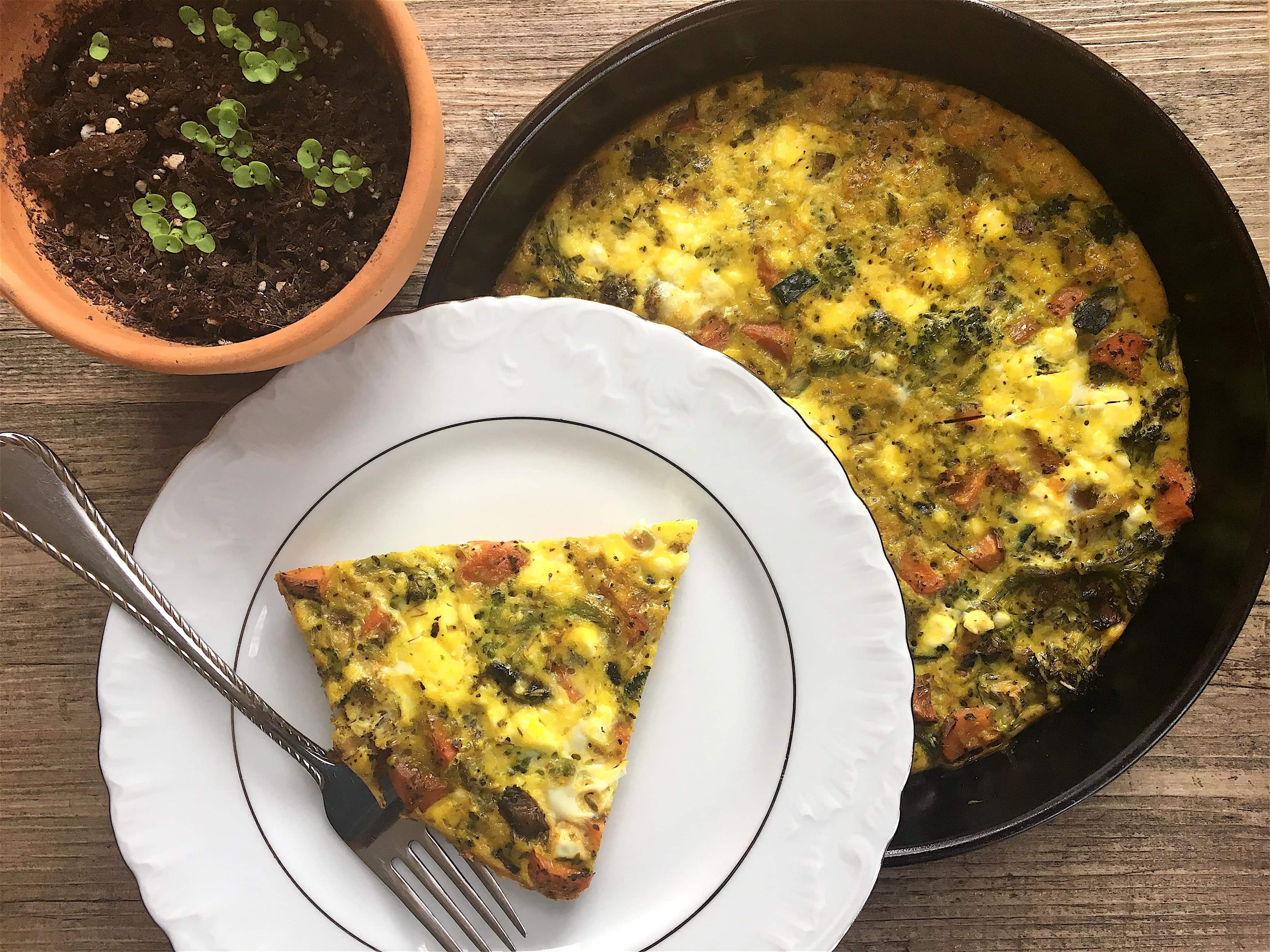 How to make Roasted Veggie Confetti And Goat Cheese Frittata Recipe