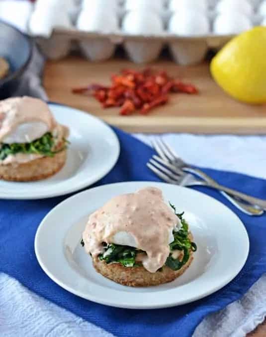 How to make Arugula Eggs Benedict With Goat Cheese Hollandaise Recipe