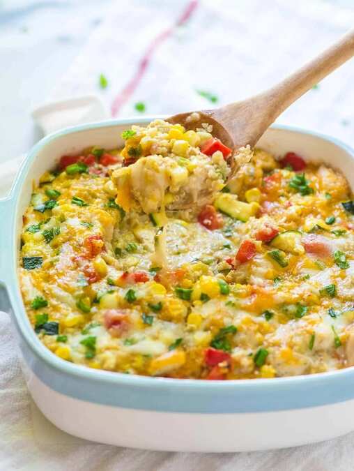 Cheesy Quinoa Casserole With Corn 