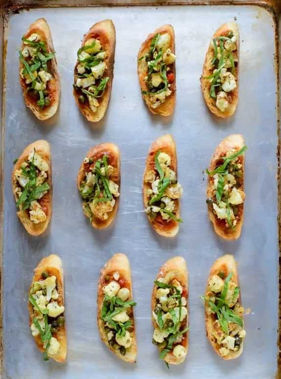 How to make Roasted Cauliflower Bruschetta Recipe