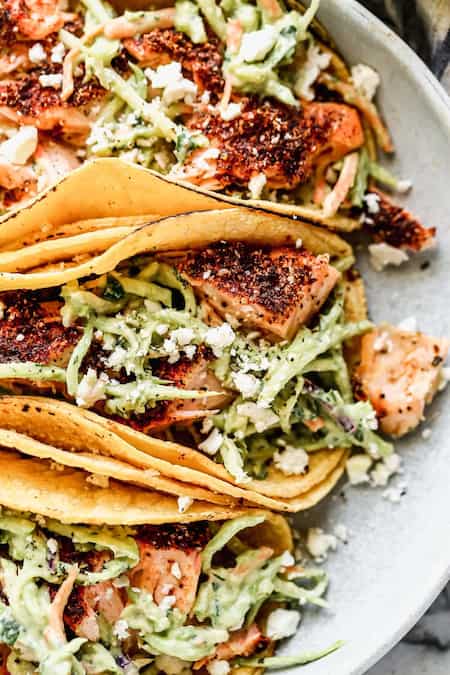Salmon Tacos With Slaw 