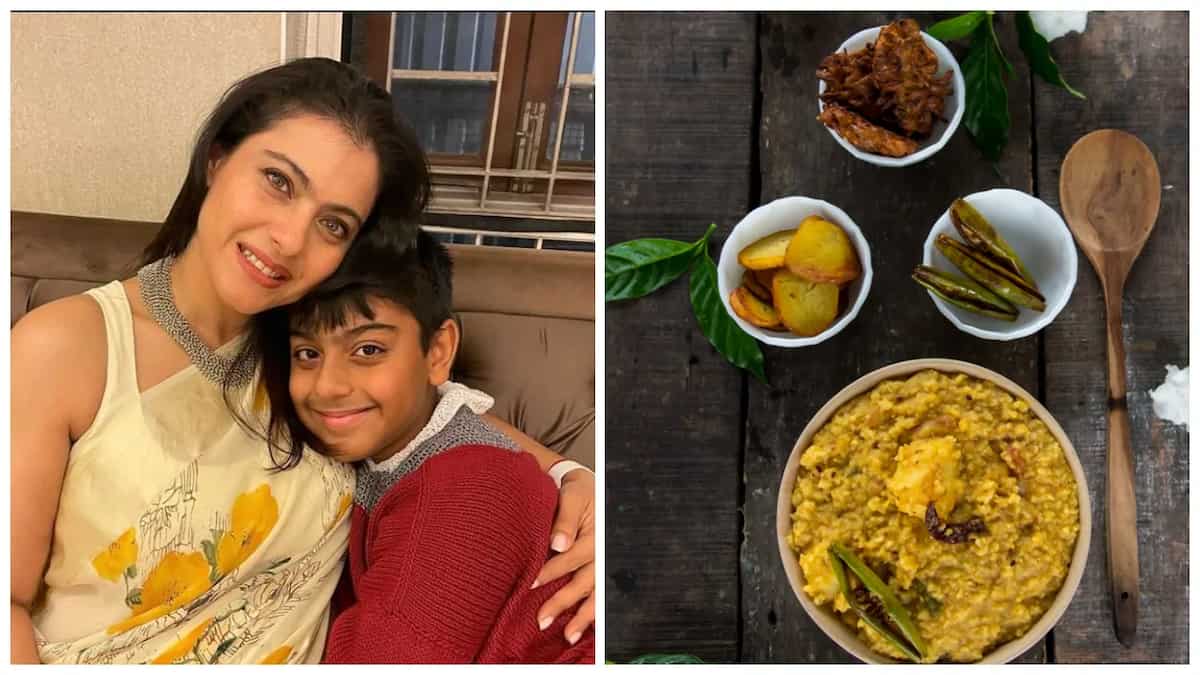 Kajol And Son Yug Serve Bhog To Celebrate Durga Puja Kajol And Son Yug Serve Bhog To Celebrate Durga Puja