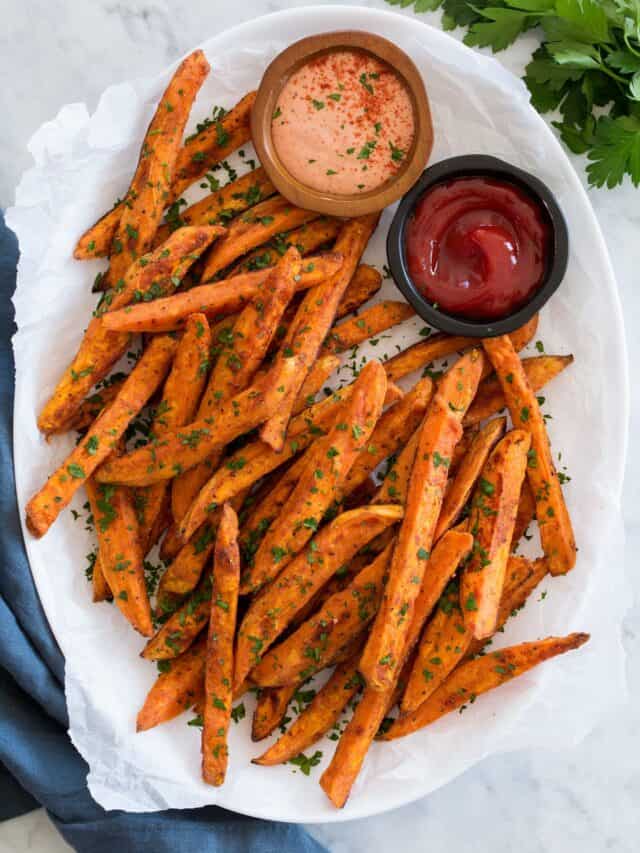Vegan And Baked Sweet Potato Fries For Healthy Munching