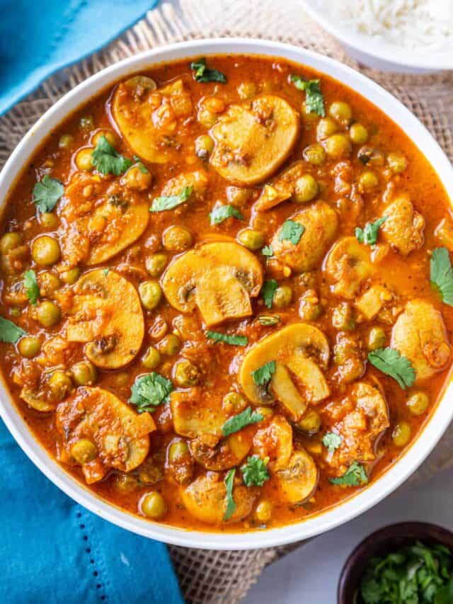 Spicy Matar Mushroom For Lunch Table
