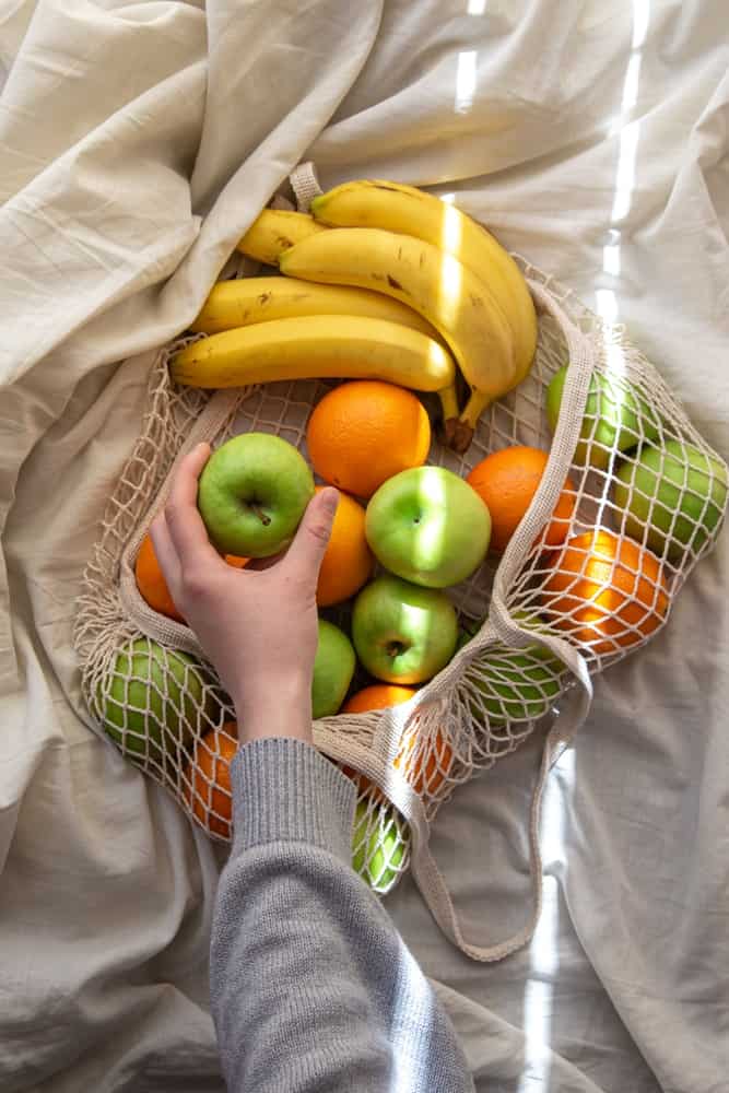String,Bag,With,Fruits,In,Bed,With,Sunbeams.