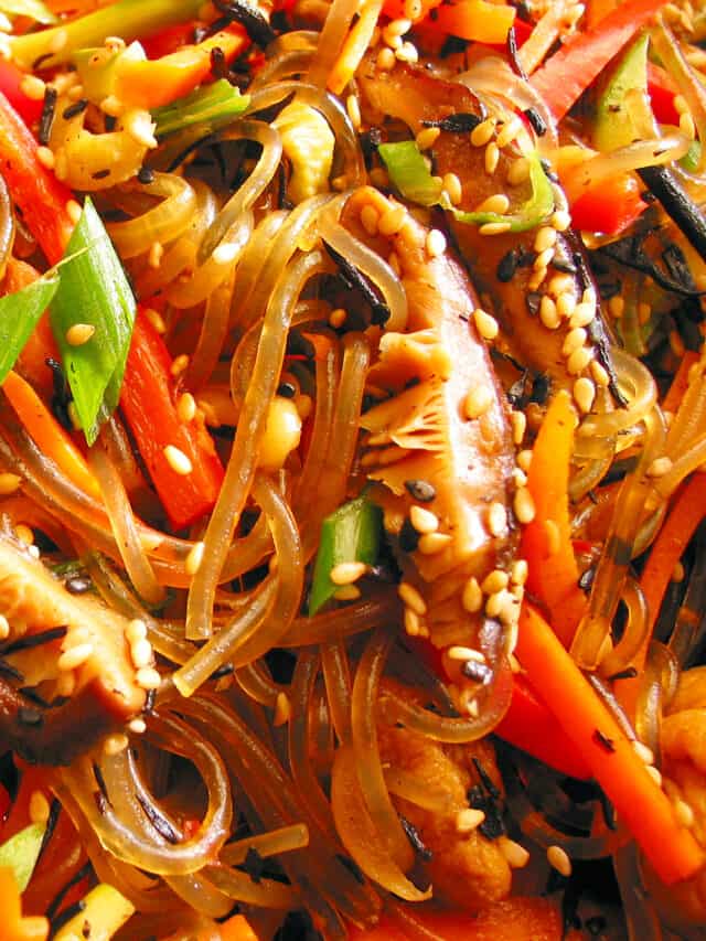 Vegan Japchae Noodles A Healthy Korean Lunch Recipe