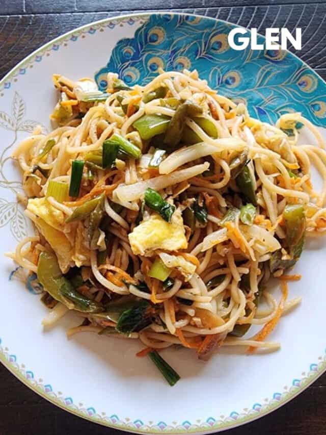 Yummy StirFried Mixed Vegetables And Eggs Hakka Noodles By Kumkum